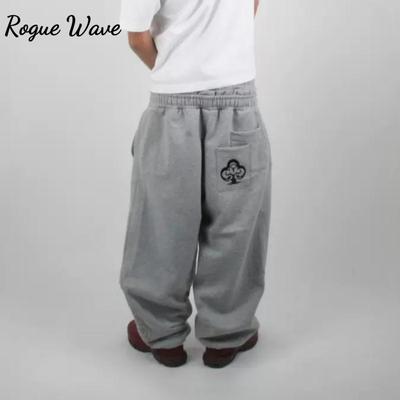 RogueWave Streetwear Y2k Double Waist Jogging Poker Pants Embroidered Loose Piece Sweatpants Men's and Women's Gothic Hip Hop Casual Pants