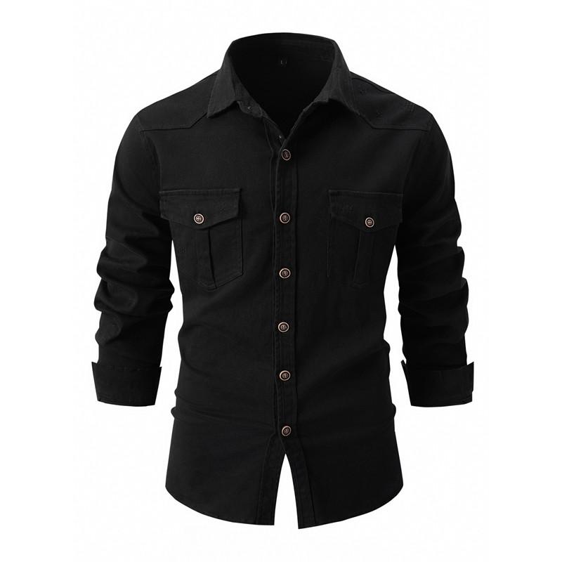 Spring Autumn Men's Cotton Casual Shirts Solid Color Fashion Smart Casual Long Sleeve Shirt Men Turn Down Collar Slim Blouse