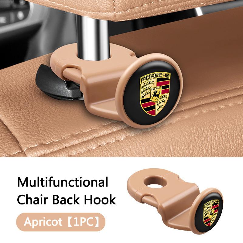 ABKE1 2pcs Universal Auto Seat Headrest Hook Storage Hidden For Porsche Cayenne Panamera Macan 911 718 Taycan Cayman Car Keyring
