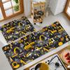 Construction Excavator Theme Area Rug, Aesthetic Yellow Truck Floor Mat for Kids Playroom Bedroom, Washable Decor Carpet