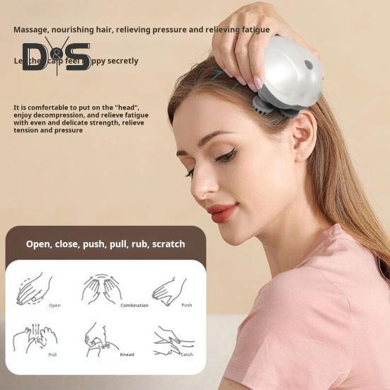 

Ручной умный массажер для головы, 2 режима, перезаряжаемый через USB компактный размер, портативный электрический массажер с удобной ручкой белый