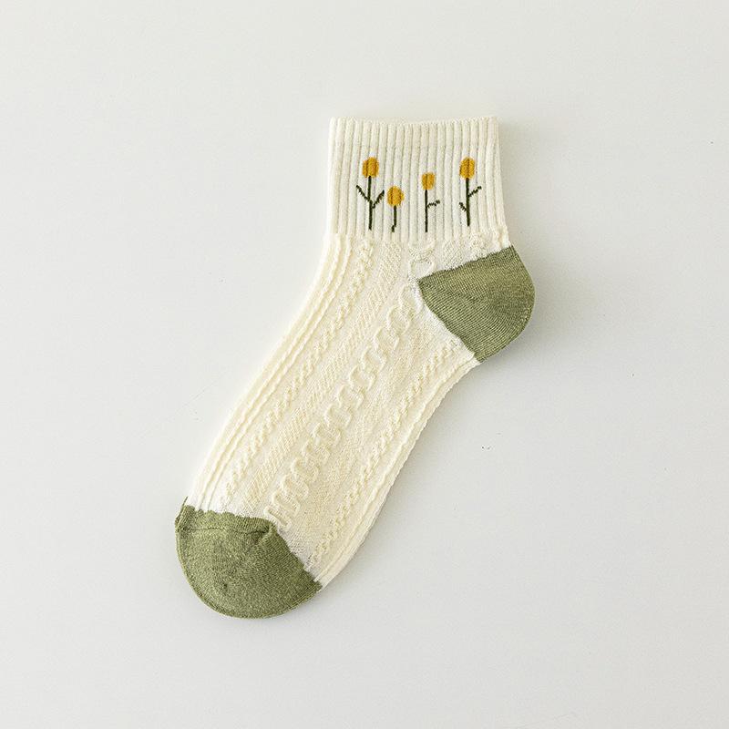 Damen Sommer Dünne Hübsche Mittelhohe Weiße Baumwollsocken