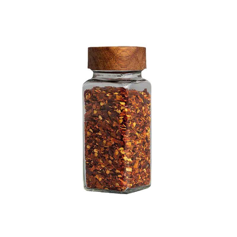 120ml Bamboo Lid Square Spice Jar for Cumin, Chili Powder, Pepper & Salt