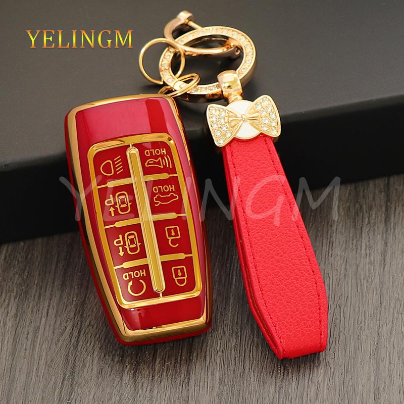 Soft Tpu Car Key Case For Genesis Key Fob Cover Keychain For Hyundai Gv80 Gv90 G70 G80 G90 Gv70 8 Buttons Accessories