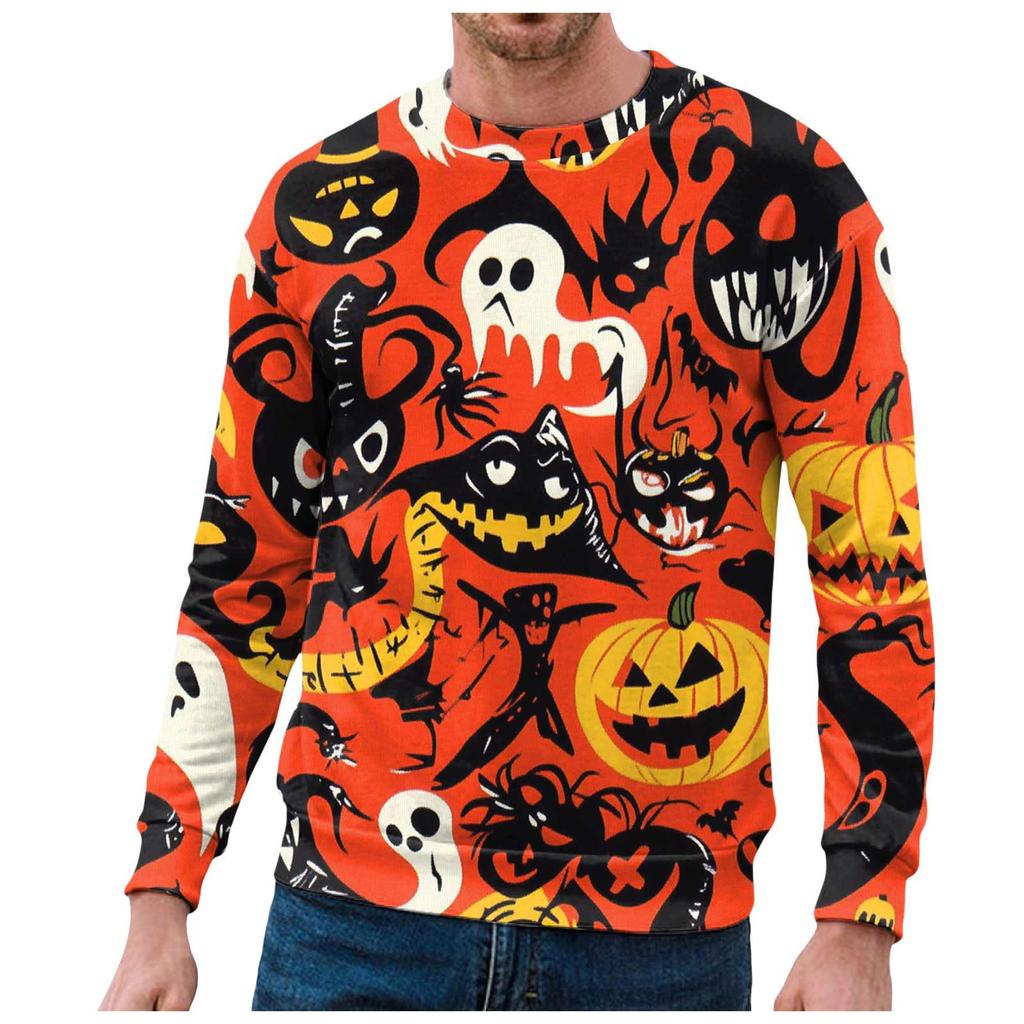 Autumn 3D Halloween Funny Pumpkin Pattern Printed Hoodies Fashionable Casual Sports Long Sleeved Men's Hooded Sweatshirts