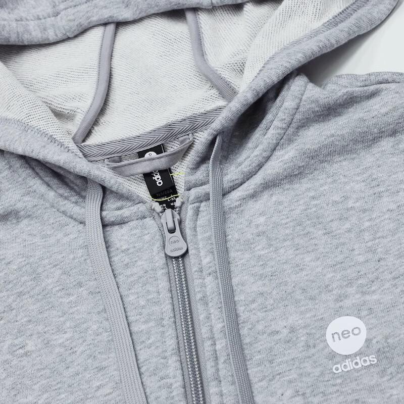 Adidas Solid Color Loose Fit Zip Up Hooded Sports Jacket Women Jacket Gray IK2433