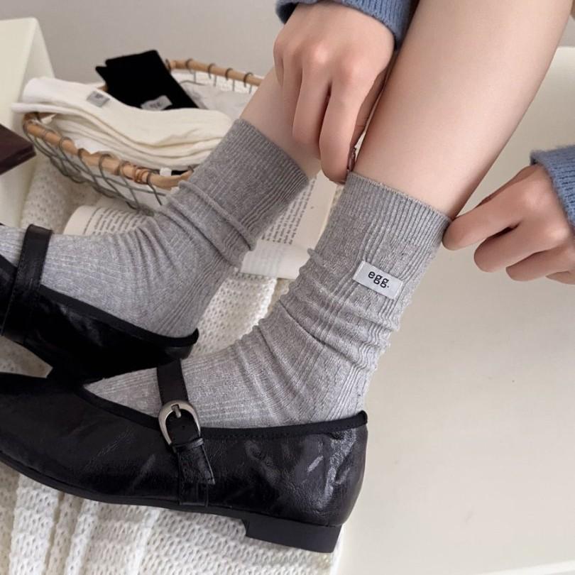 Women's Autumn and Winter Cotton Cloth Label In The Tube Pile Socks