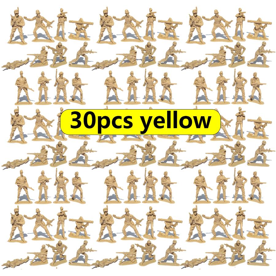 30/48pcs Soldier Action Figures Yellow Blue Green for Collectible Model Scenes Military Themed Party Decor Desktop Ornament JXB
