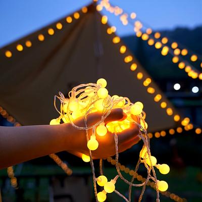 1pc Outdoor Camping String Lights, LED Ball String Lights, Battery Box, Tent Canopy Wedding Decoration