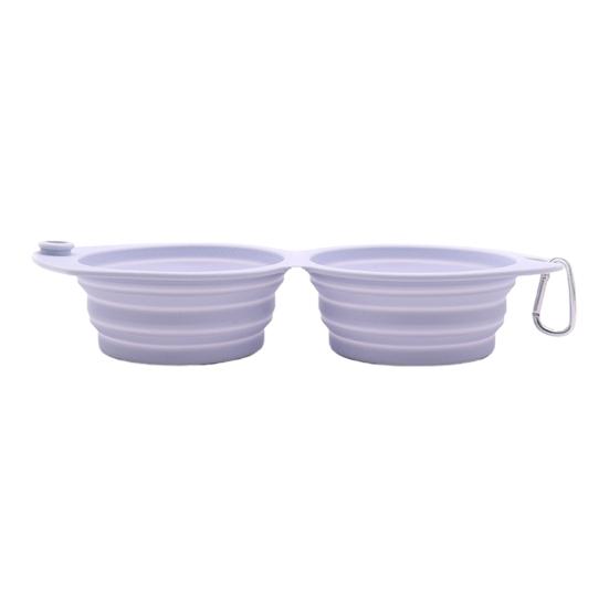 Folding Pet Bowl Portable Silicone Dog Water Food Bowl Cat Feeding Bowl синий/серый