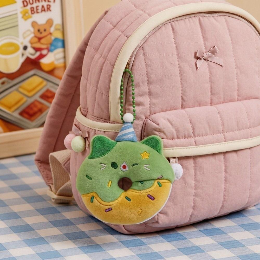 Little Cat Donut Cat Plush Keychain Soft Plush Decorative Charm Plush Doll Keychain Bestie Gift