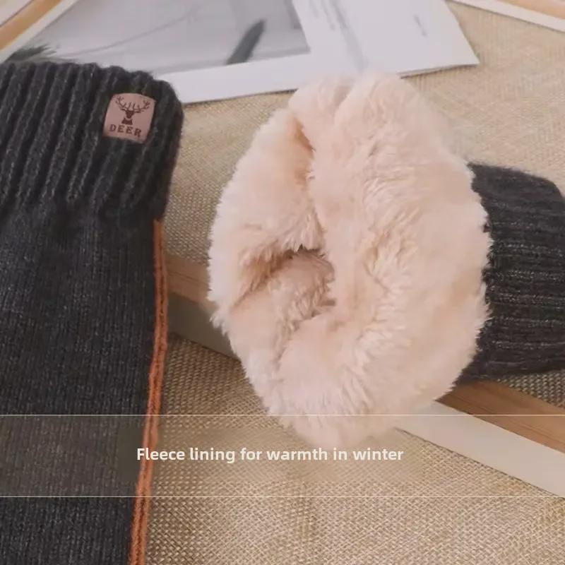 Warme Winterhandschuhe aus Samt und Baumwolle für Herren zum Radfahren. Winddichter, verdickter Wollstrick. Koreanische Art. Tasche inklusive.