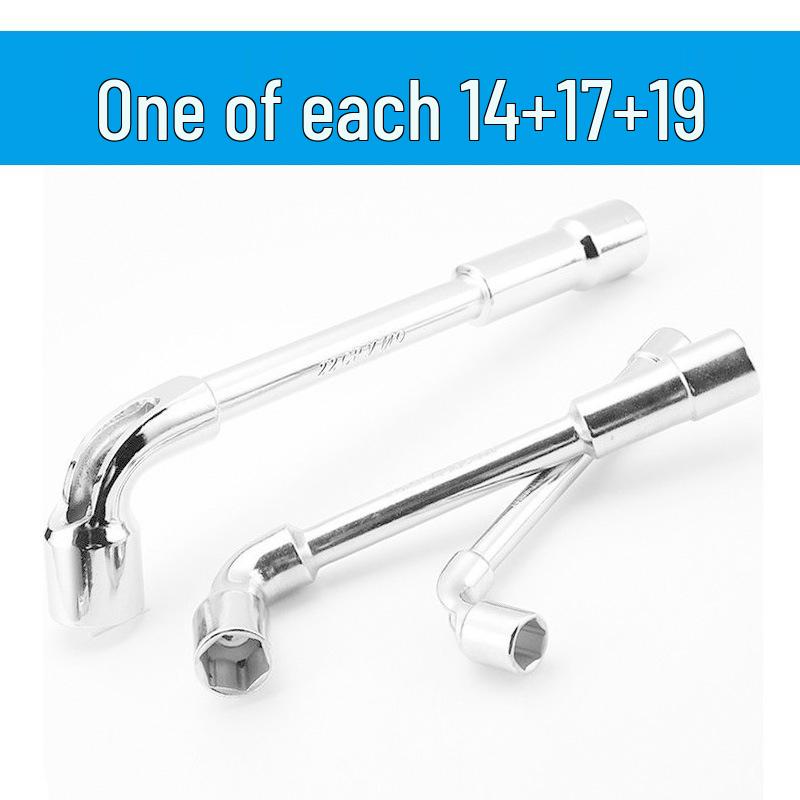 L-Shaped Hex Socket Wrench Set with Double-Ended Elbow and Perforated Pipe Wrench.