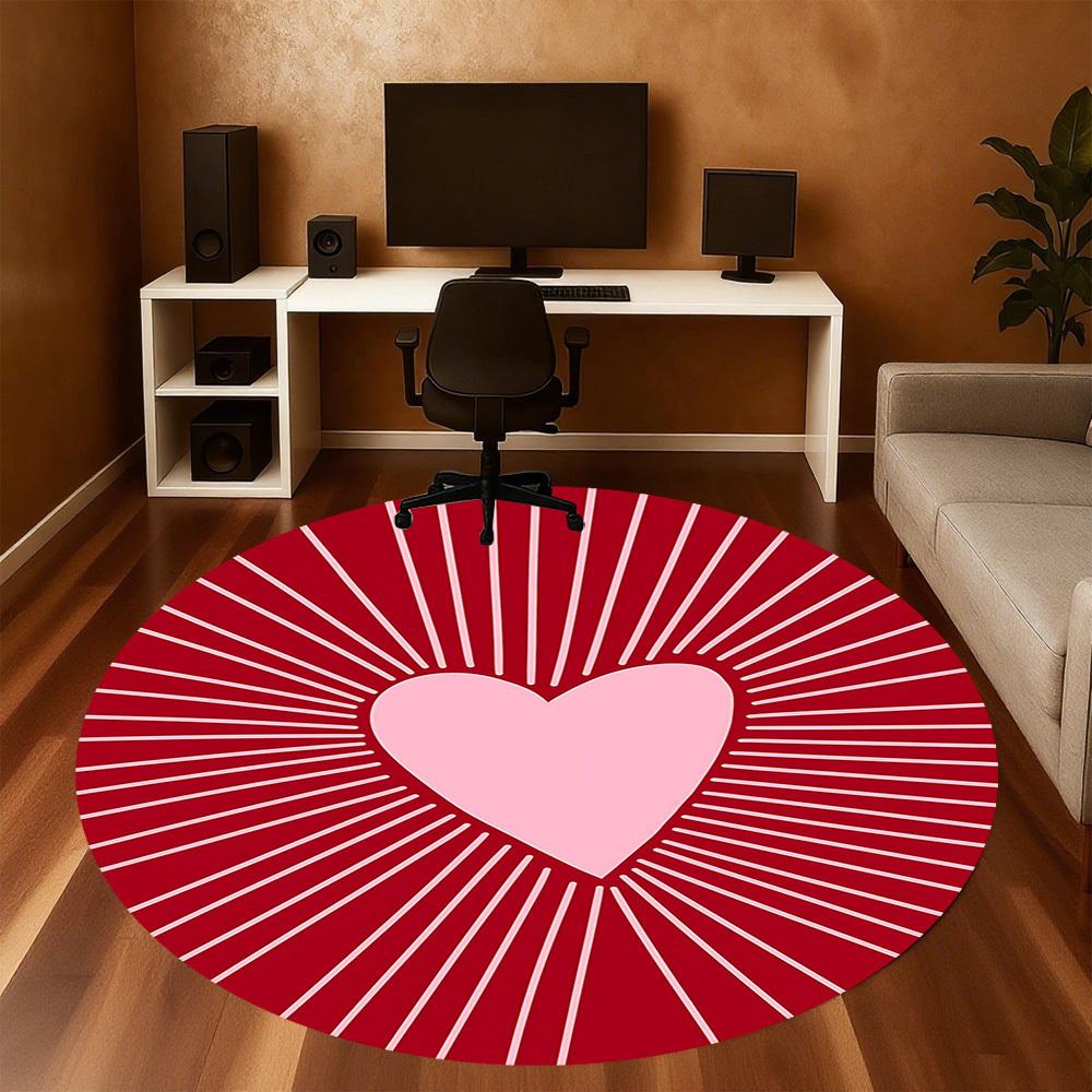 1pc heart love Round Chair mat Area Rug - Non-Slip, Floor Mat for Office, Bedroom, and Indoor Decor c1125055