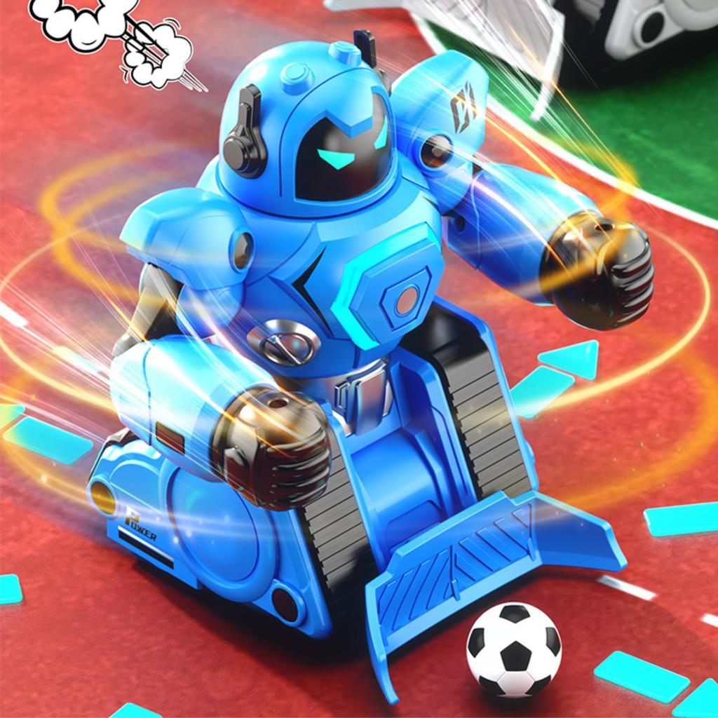PRECKIN Whirlwind Strike Bojový RC Robot Set, Interaktivní Boxerské a Fotbalové Bojové Hračky, 2 Kusy, Nabíjení přes USB, Modrá a Červená, 2 Náhradní Baterie