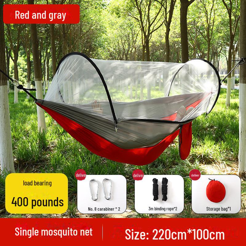 """Schnellöffnende Mückendichte Outdoor-Hängematte mit Netz - Einzel-/Doppel-, Kippsicher, Nylon"""