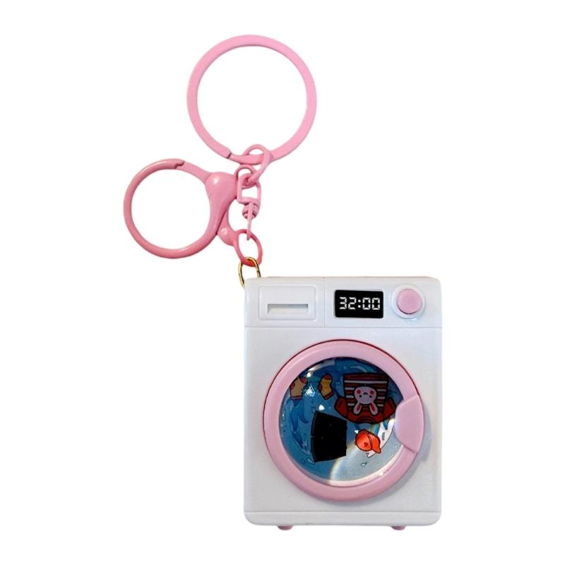 Cute Microwave or Washing Machine Key Chain Decoration With LED Light And Sound Effect For Bag Accessories