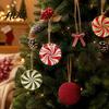 Holiday Party Supplies Wooden Christmas Balls Candy Stripe Tree Hanging Ornaments Photo Props Macaron Color Festive Pendant for Home Round