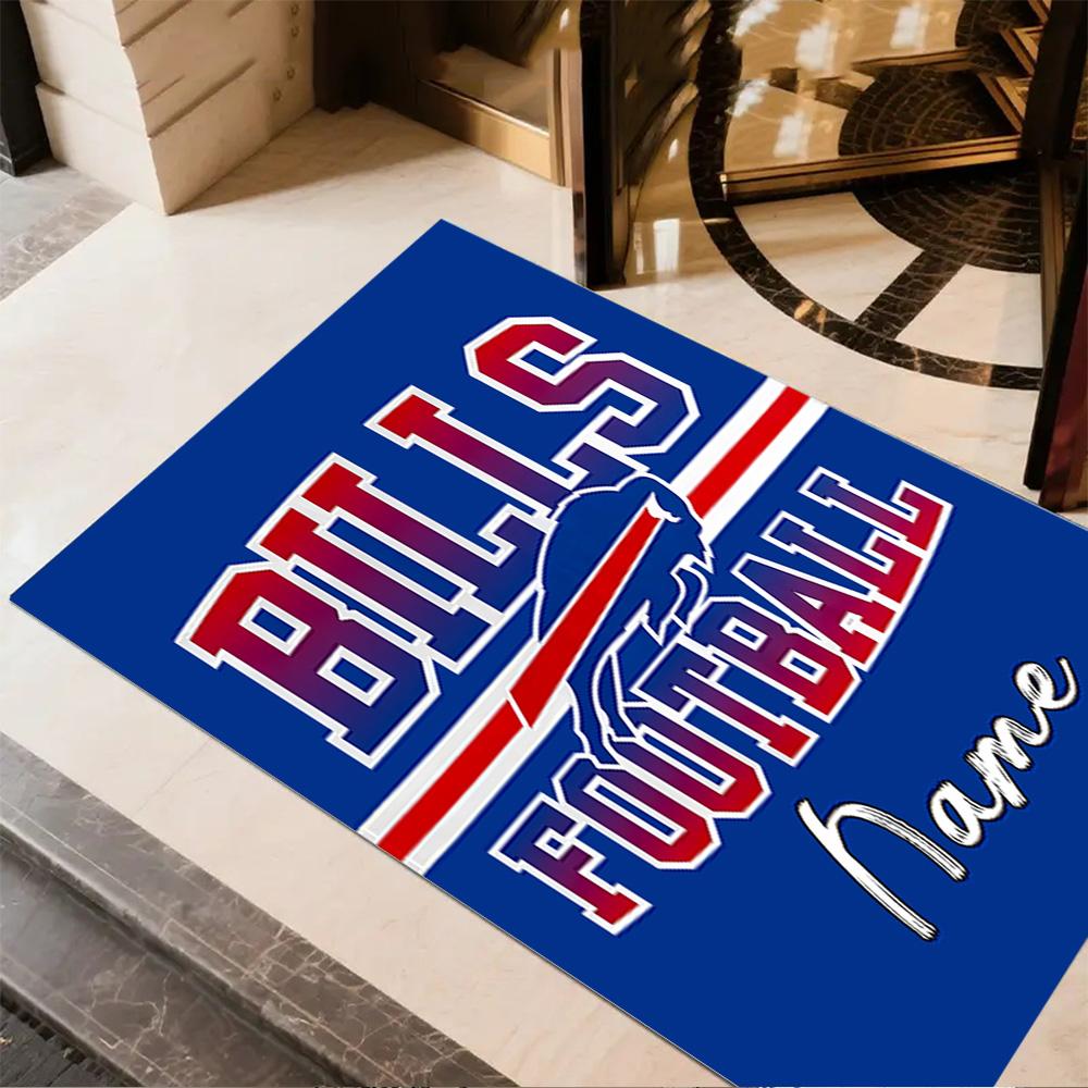 Buffalo Bills Football Customized Name Area Rug Suitable for Decorate Room Dining Room Study Room Hallway Antislip Carpet Anime Office Decor