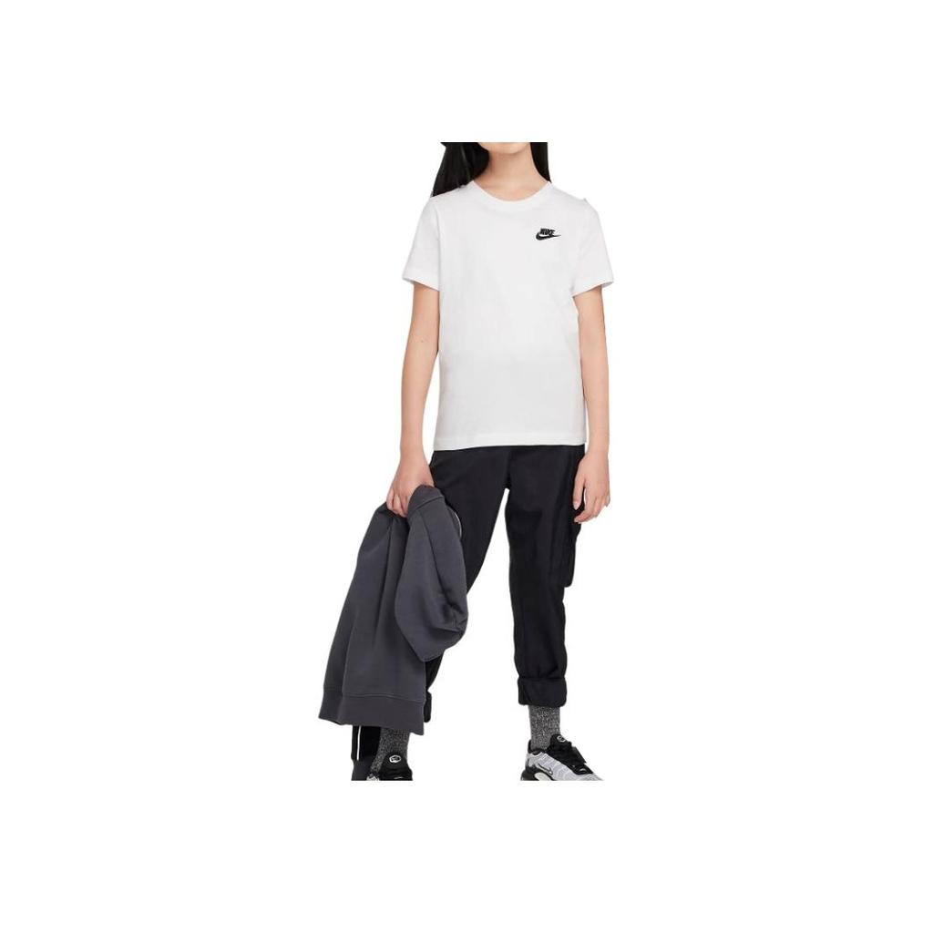 Nike Round Neck Letter Print Pullover Short Sleeve T-Shirt Kids Tops White FZ5177-100