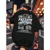 Summer Men's 100% Pure Cotton Casual Printed T-shirt, Fashionable Short-sleeved T-shirt, Car-themed Breathable T-shirt