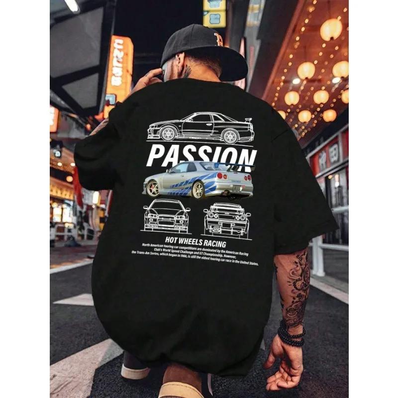 

2025 Men s Summer Casual Printed T-shirt Fashion Short sleeve Top Gift Car enthusiast Car theme 100% cotton Breathable T-shirt 4XL
