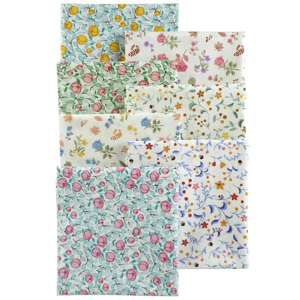 Set of 7 Floral Rose and Tulip Patchwork Printed Cute Fabric Lucky DIY Craft Fabric 46x56cm Fabrics, 100% Cotton, Designs, Fabric, Fabric, Scraps,