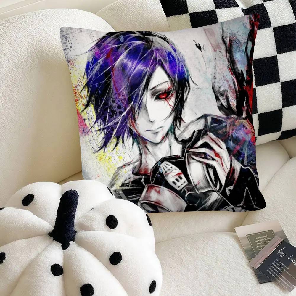 Colorful Ink Wash Anime Tokyo Ghoul Pillow Case Square Pillow Bedroom Sofa Leisure Comfort Cushion Car Home Decoration