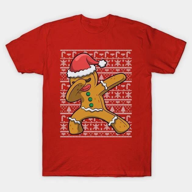 Dabbing Gingerbread Man Ugly Christmas Sweater Made in Australia T-Shirt 2XL