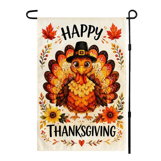 Durable Ornaments for Office Stacked Pumpkin Garden Flag, Burlap Look Fall Outdoor Decor, Festive Party Supplies Home Double Sided Holiday Yard