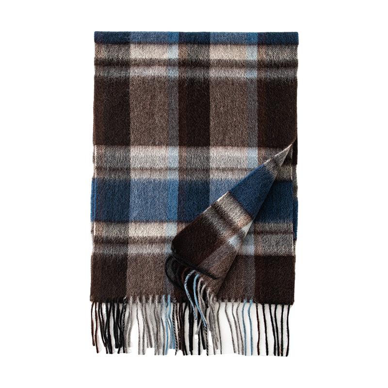 Pure Cashmere Plaid Scarf High End British Style Warm Plaid Scarf for Men Women