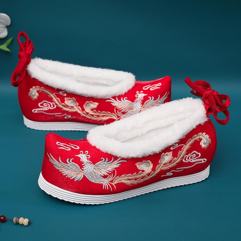 

2023 индивидуальный стиль, женская мода, новый национальный стиль, туфли без шнуровки из кашемира и хлопка, женская обувь из хлопка с вышивкой 35 красный