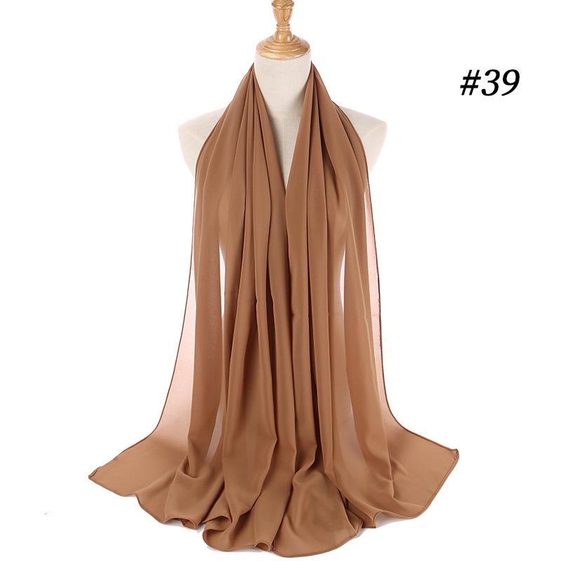 Muslim Plain Bubble Chiffon Hijab Scarf Women Scarves Long Shawls And Wraps Head Scarf Solid Color Soft Silk Feeling Headband