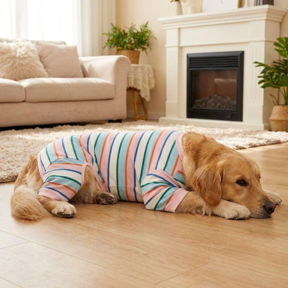 Elastic Colorful Striped Dog Jumpsuits Breathable Puppy Rompers Fashion Cat Pajamas Cats Dogs