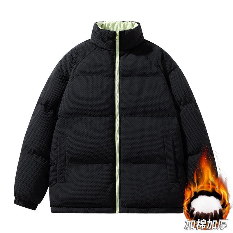 

Winter Warm Thickened Bread Clothes Couple Young Handsome Cotton-padded Clothes Cotton Clothes Solid Color Stand-up Collar Versatile Jacket Tide XXXL чорний