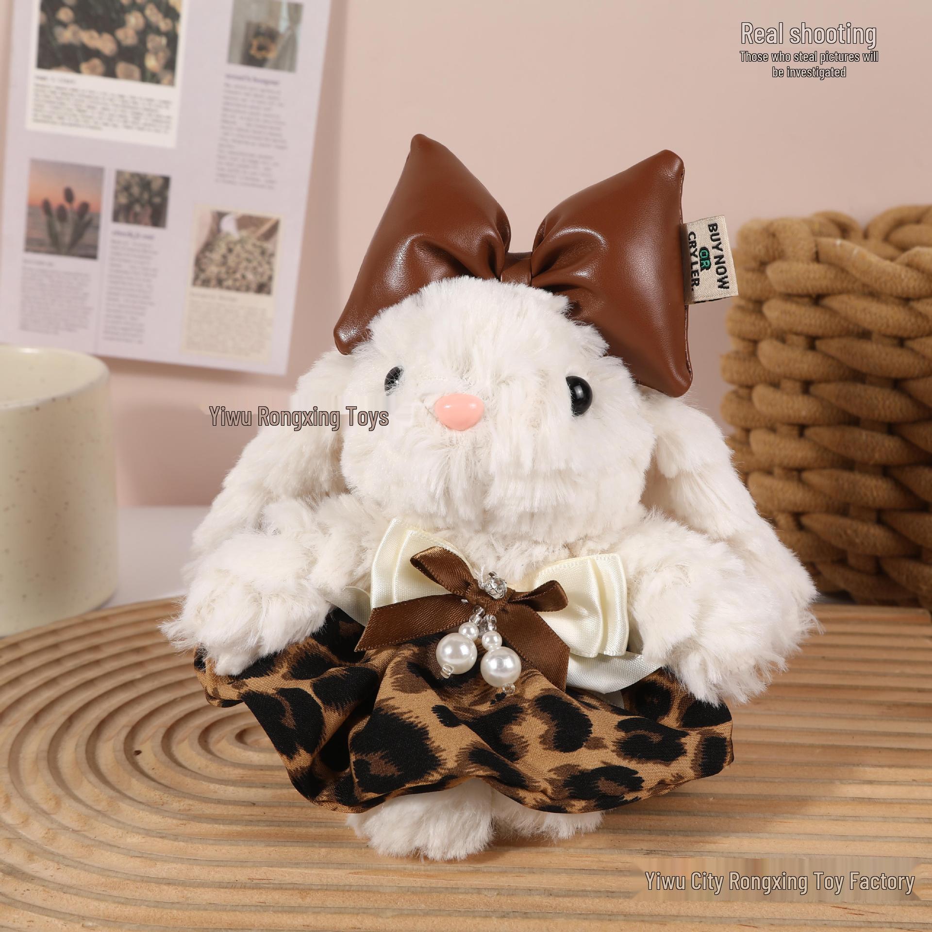 

Leopard Skirt Rabbit Plush Pendant - Crossbody Phone Clip Bag Accessory & Small Gift Keychain