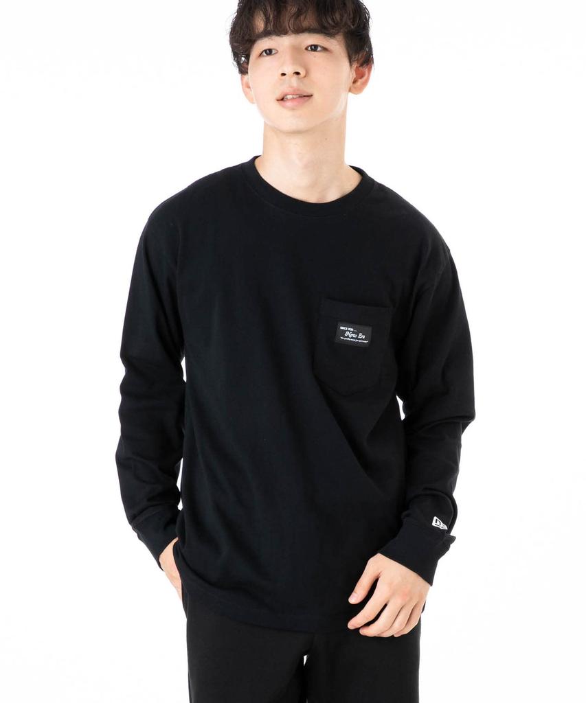 New Era Long Sleeve Cotton Pocket Size Solid BLACK ONSPOTZ and Stylish Small and Large Sizes Gift Idea T-Shirt, L/S Tee, 12325222, N139LG088, Black,