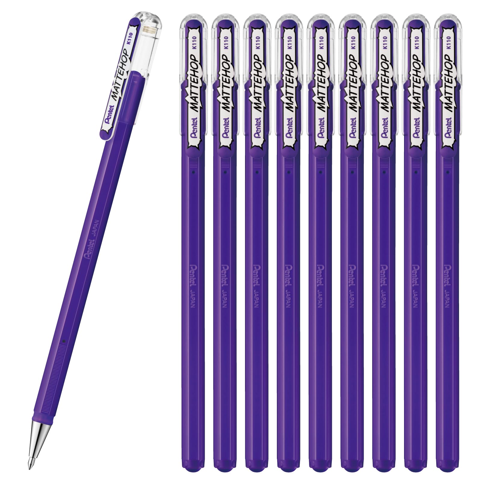 

Pentel Шариковая ручка с матовым фиолетовым цветом Hop Violet, 10 ручек, K110-VV фиолетовый