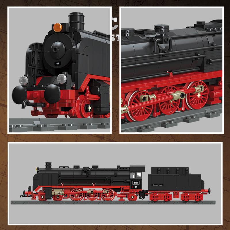 Retro Steam Train Building Blocks Assemble Model City Railway Locomotive MOC Bricks Toys DIY Decor Adult Kids Boy Birthday Gifts