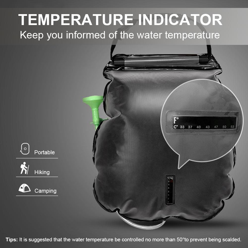 20L Solar Shower Bag Outdoor Portable Solar Heating Shower Bag for Camping Hiking Traveling Beach