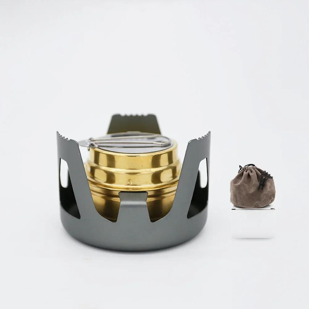 1PC Portable Mini Alcohol Stove Outdoor Camping Stove  Adjustable Flame Picnic Barbecue Fishing with Aluminum Alloy Structure