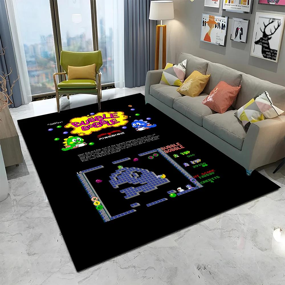 Tappeto Tappetino Decorativo per Casa Soggiorno Camera da Letto Divano Zerbino, Tappeto per Area Giochi Bambini Tappetino Antiscivolo, Gioco Cartoon Bubble Bobble Tappeto per Gamer