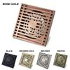 Rose Gold Floor Drain Square 100x100MM Brass Drain Toilet Balcony Bathroom Shower Anti-odor Drains Tile Insert Waste Grates