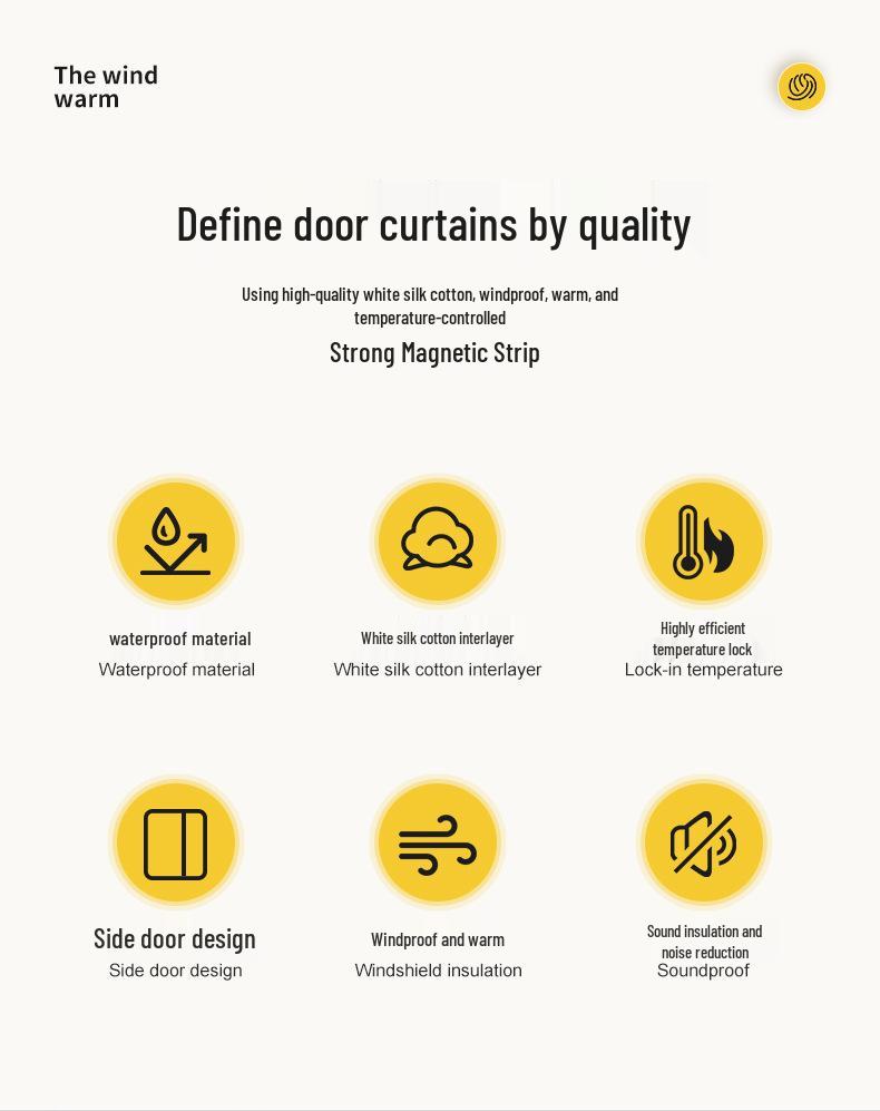 Förtjockad Vinter Bomulls Dörrgardin: Isolerad, Vindtät, Ljudisolerad, Självhäftande Luftkonditioneringspartition