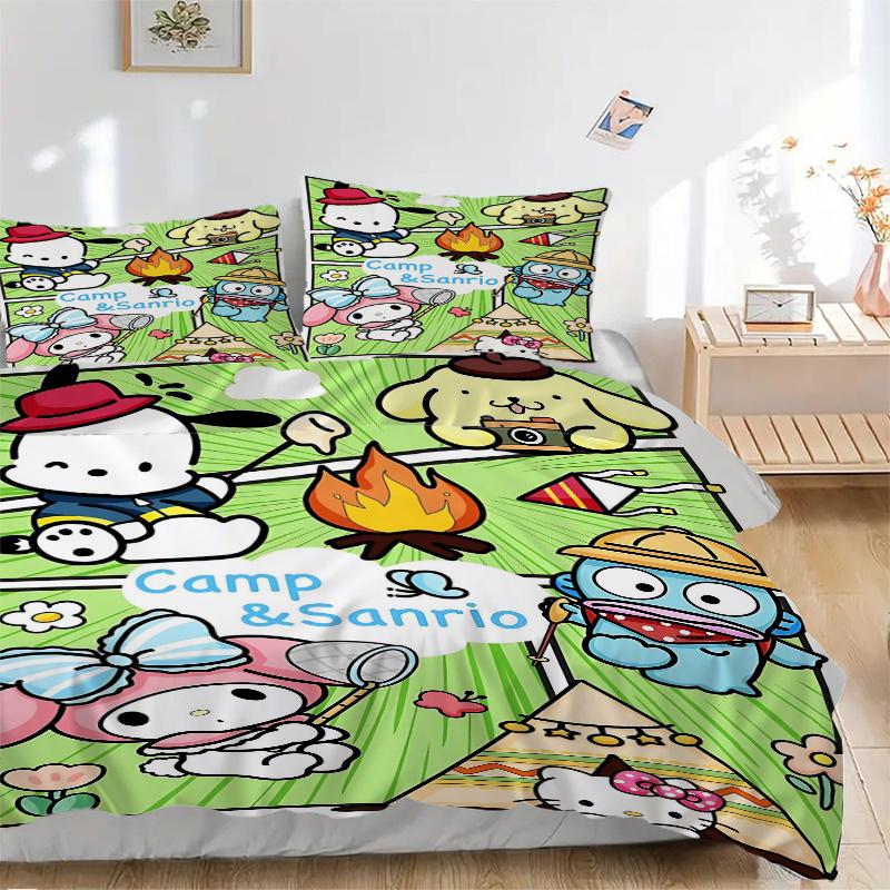 

3pcs Camp Sanrio Adventure Pattern Bedding Three-Piece Set (No Fillings), Soft and Comfortable H004 135x200cm