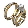 Fashion Gold Color Separation Simulation Zircon Set Ring European and American Full Diamond Engagement Ring