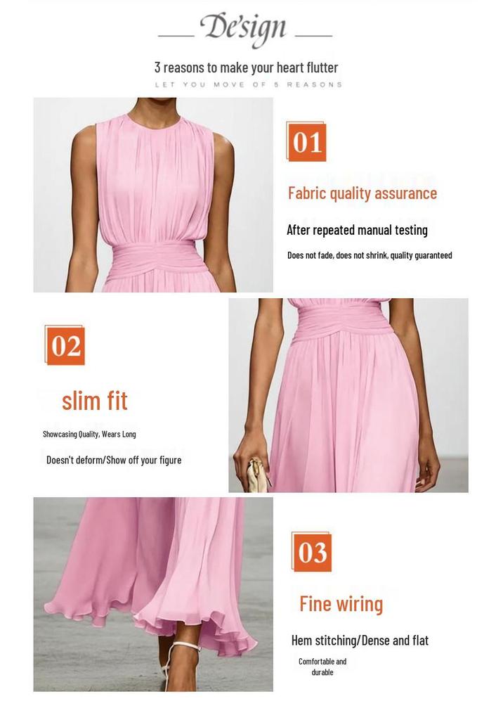 European & American Fashion Sleeveless Slim-fit Elastic Waist Dress - Soft & Comfortable 2026