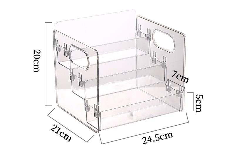 Transparent Portable Three Compartment Cosmetic Storage Box Desktop Dresser Large Capacity Skin Care Perfume Display Rack