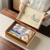 Guochao Qianli Jiangshan Ceramic Tea Set Business Souvenir Tea Cup Company Housewarming Gift Box Ru Kiln