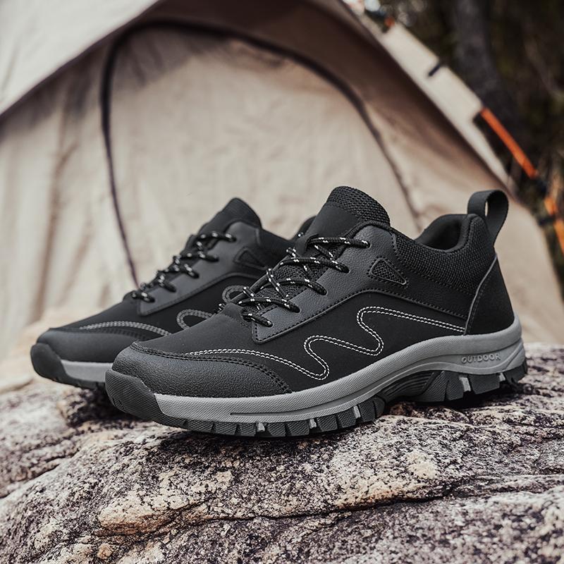 

Fashion 2025 Fashion Men Mountaineering Thick Soled Non Slip Spring Casual Breathable Outdoor Travel Wear-resistant Hiking Sneaker Shoes 45 чёрный